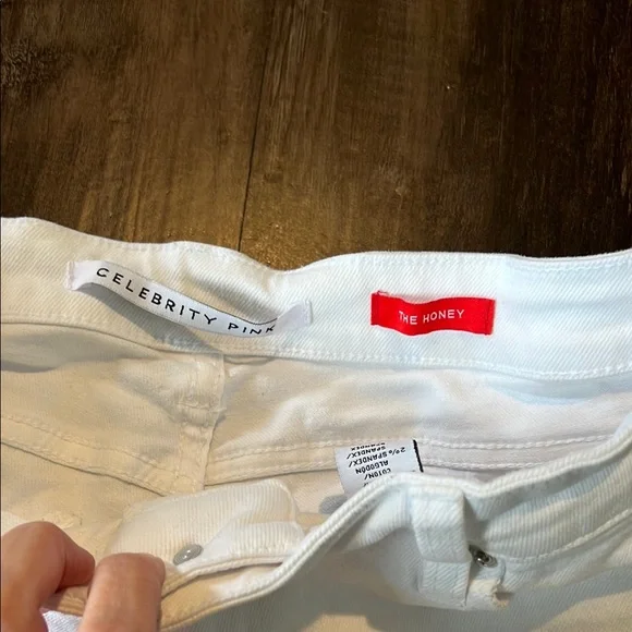 Celebrity Pink White Jean Shorts Distressed Cut-Off - Picture 2 of 8